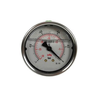 Glyzerin Vakuummeter 63 mm Anschluss hinten 1/4  für Vakuumkammer