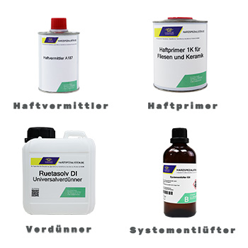 Verschiedene Additive für Harz mit der jeweiligen eingesetzten Harzart